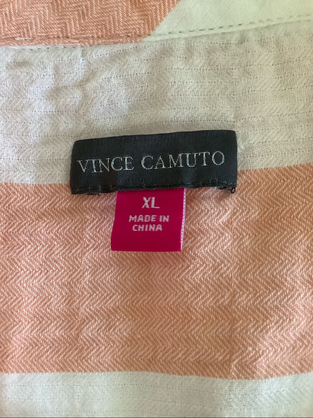 Vince Camuto Peach and White Striped Button-Down Shirt - Picture 7 of 10